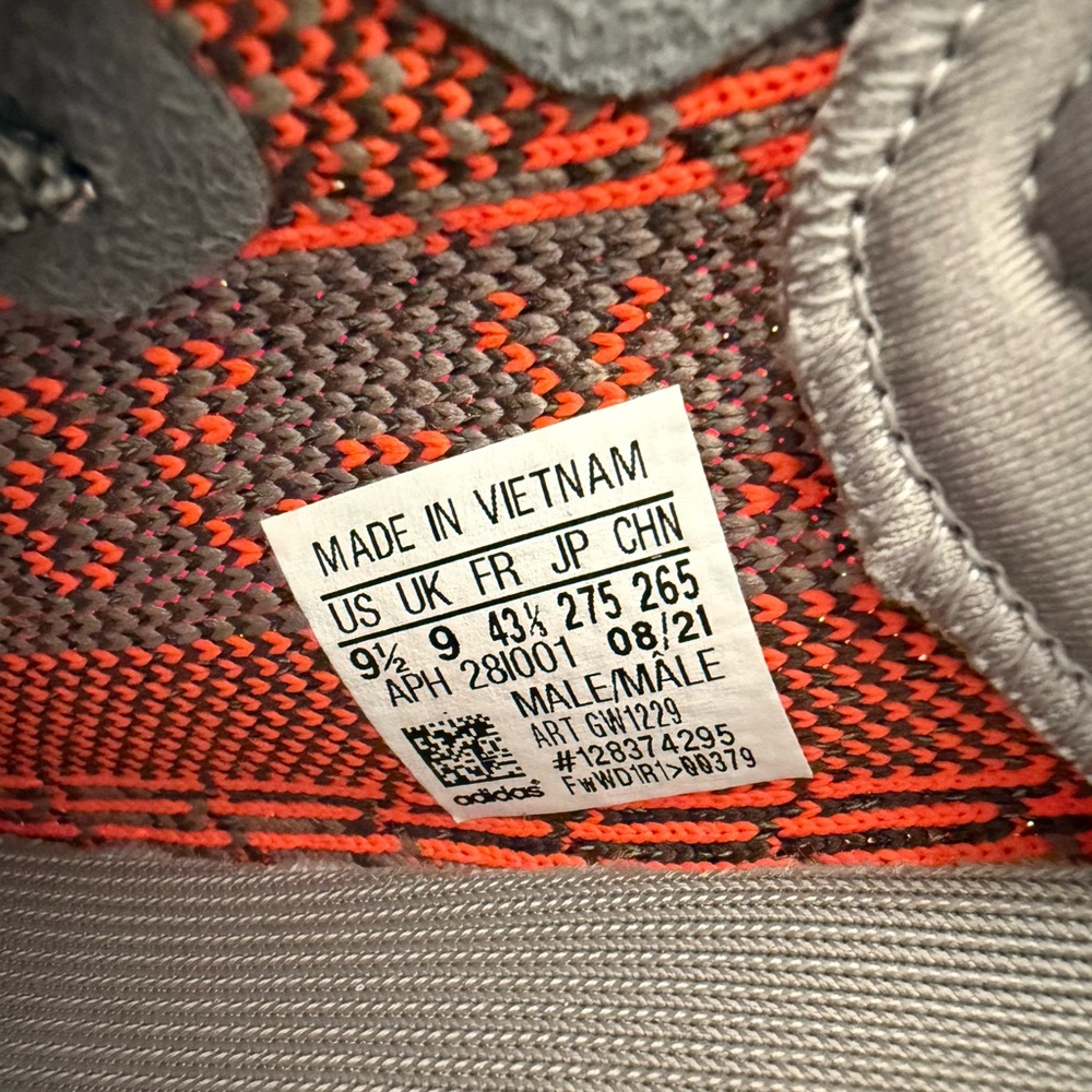 Adidas Yeezy Boost SPLY-350 V2 Beluga Reflective Gray Mesh w/Orange Sneakers - Picture 13 of 14
